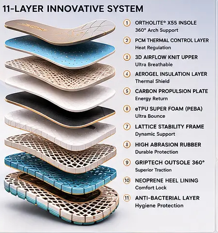 Apex Pro 4.0 eleven-layer construction system, exploded