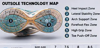 Apex Pro 4.0 outsole technology map with six functional zones