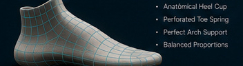 SAROVA performance last with anatomical heel cup and perforated toe spring