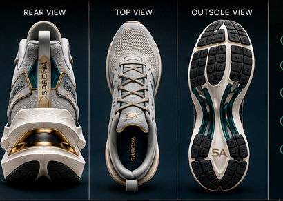 Apex Ultimate rear view, top view and outsole view